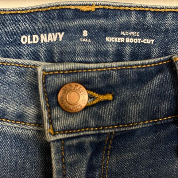 Old Navy Jeans Women’s Size 8 Tall Kicker Boot Cut Mid Rise Blue Denim - Picture 5 of 9